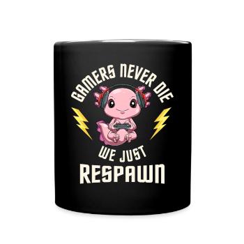 Gamers Never Die - Gamer Axolotl - Computer Gaming - Tasse einfarbig - Schwarz - Vorne