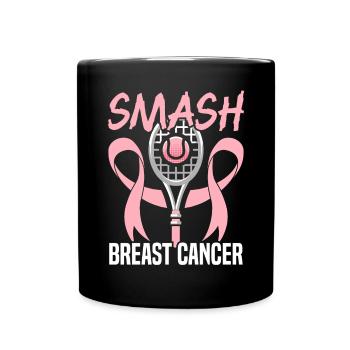 Smash Breast Cancer Badminton Breast Cancer - Full Colour Mug - black - Front