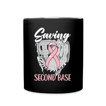 Saving 2nd Base Baseball Player Breast Cancer - Full Colour Mug - black - Front