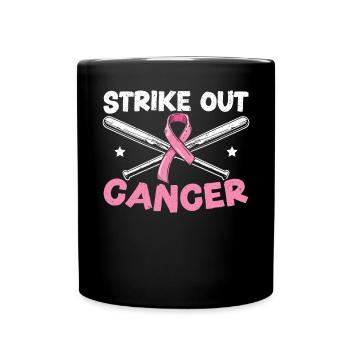 Strike Out Cancer Baseball Player Breast Cancer - Full Colour Mug - black - Front