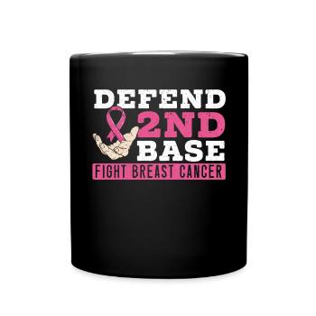 Defend 2nd Base Baseball Breast Cancer Awareness - Full Colour Mug - black - Front