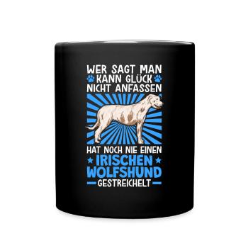 Irischer Wolfshund Glück anfassen Wolfhound - Tasse einfarbig - Schwarz - Vorne