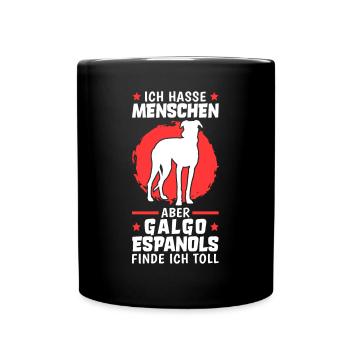 Galgo Espanol finde ich toll Spanien Windhund - Tasse einfarbig - Schwarz - Vorne