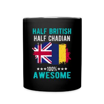 Half British Half Chader - Full Colour Mug - black - Front