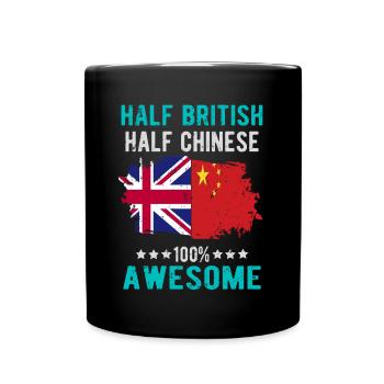 Half British Half Chinese - Full Colour Mug - black - Front