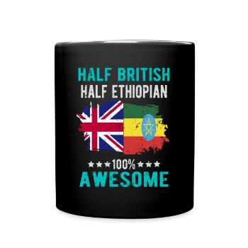 Half British Half Ethiopian - Full Colour Mug - black - Front