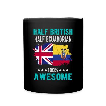 Halb Brite Halb Ecuadorianer - Tasse einfarbig - Schwarz - Vorne