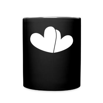 Double Coeur Blanc - Mug uni - noir - Devant