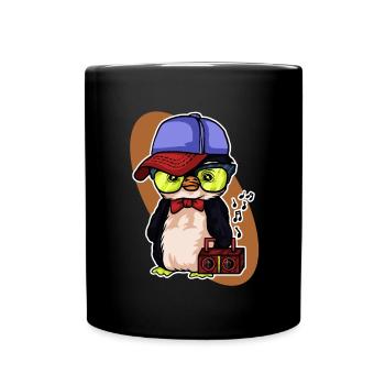 Pinguin Tshirt Kinder Musik Cool Musikbox Musik - Tasse einfarbig - Schwarz - Vorne