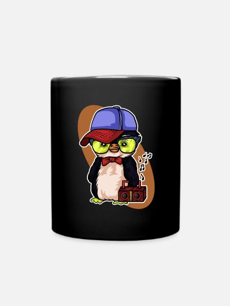 Penguin Tshirt Enfants Musique Cool Jukebox Musique - Mug uni - noir