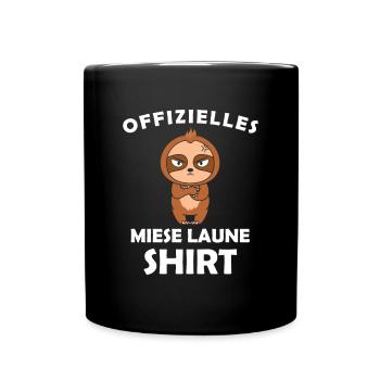 Offizielles Miese Laune Shirt - Tasse einfarbig - Schwarz - Vorne