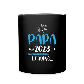 Papa 2023 Loading Schwangerschaft - Tasse einfarbig - Schwarz - Vorne