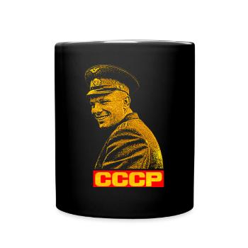Juri Gagarin - Erster Mensch im Weltraum - Tasse einfarbig - Schwarz - Vorne