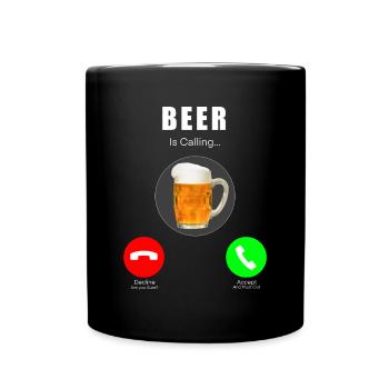 Bier ruft / Beer Is Calling - Tasse einfarbig - Schwarz - Vorne