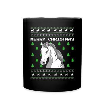 Cheval de Noël moche Cadeau de Noël Noël - Mug uni - noir - Devant