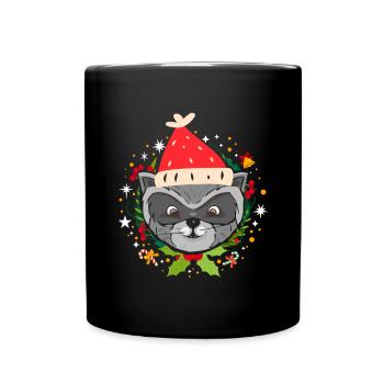Christmas Raccoon Christmas Gift Xmas - Full Colour Mug - black - Front