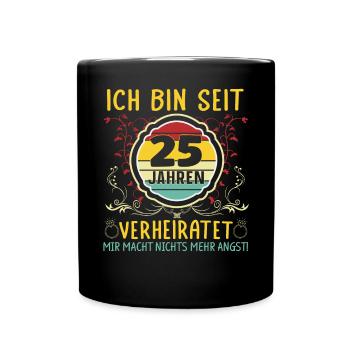 Silberhochzeit 25 Jahre Verheiratet Hochzeitstag - Tasse einfarbig - Schwarz - Vorne