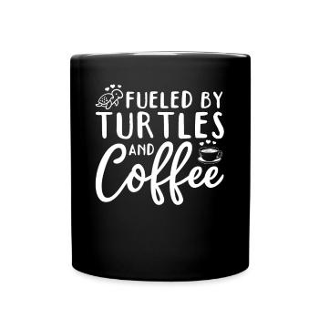 Des tortues et des tortues de mer au café - Mug uni - noir - Devant