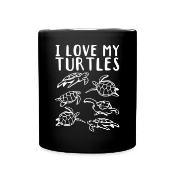Süße Schildkrötenliebhaber Meeresschildkröten Ich - Tasse einfarbig - Schwarz - Vorne
