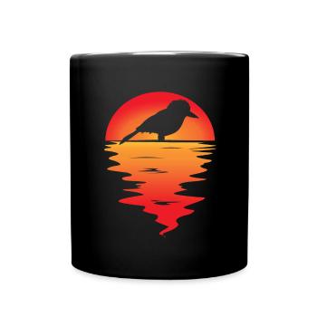 Kookaburra Birder Birdwatcher Ornithology Sunset - Full Colour Mug - black - Front