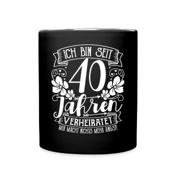 Rubinhochzeit 40 Jahre Verheiratet Hochzeitstag - Tasse einfarbig - Schwarz - Vorne