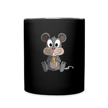 Cute Cartoon Mouse - Full Colour Mug - black - Front