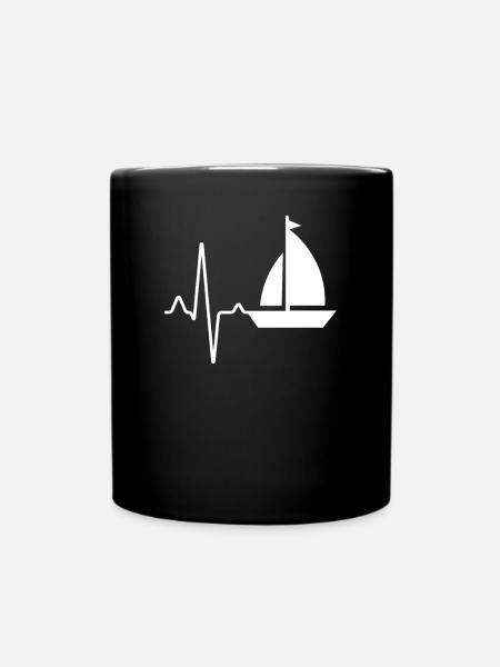 Segeln Herzschlag - Tasse einfarbig - Schwarz