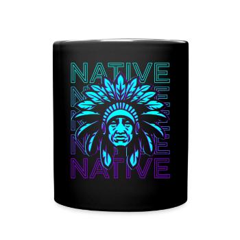 Indianer Retro - Tasse einfarbig - Schwarz - Vorne