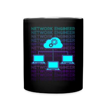 Network Engineer Network Technology Retro - Full Colour Mug - black - Front