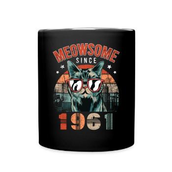 Meowsome 1961 Année de naissance 1961 Anniversaire du chat - Mug uni - noir - Devant
