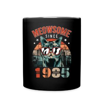 Meowsome 1985 Année de naissance 1985 Anniversaire du chat - Mug uni - noir - Devant