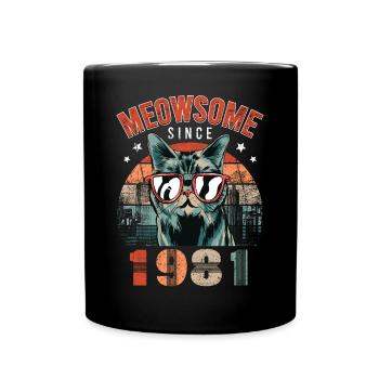 Meowsome 1981 Year of birth 1981 Cat birthday - Full Colour Mug - black - Front