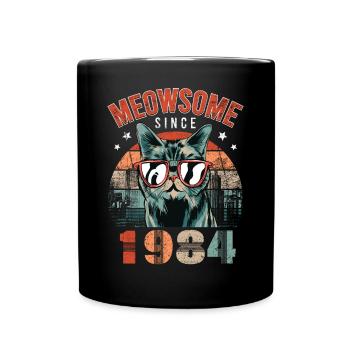 Meowsome 1984 Year of birth 1984 Cat birthday - Full Colour Mug - black - Front