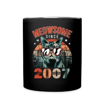 Meowsome 2007 Année de naissance 2007 Anniversaire du chat - Mug uni - noir - Devant