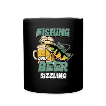 Pêche et bières sifflement pêche Mot à la ligne - Mug uni - noir - Devant