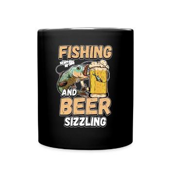 Pêche et bières sifflement pêche Mot à la ligne - Mug uni - noir - Devant