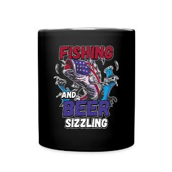 Pêche et bières sifflement pêche Mot à la ligne - Mug uni - noir - Devant