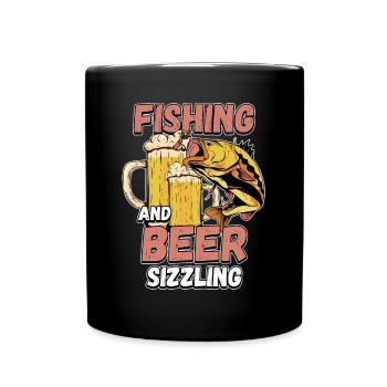 Pêche et bières sifflement pêche Mot à la ligne - Mug uni - noir - Devant