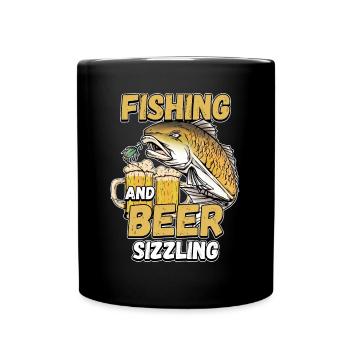 Pêche et bières sifflement pêche Mot à la ligne - Mug uni - noir - Devant