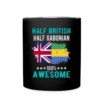 Half British Half Gabonese - Full Colour Mug - black - Front