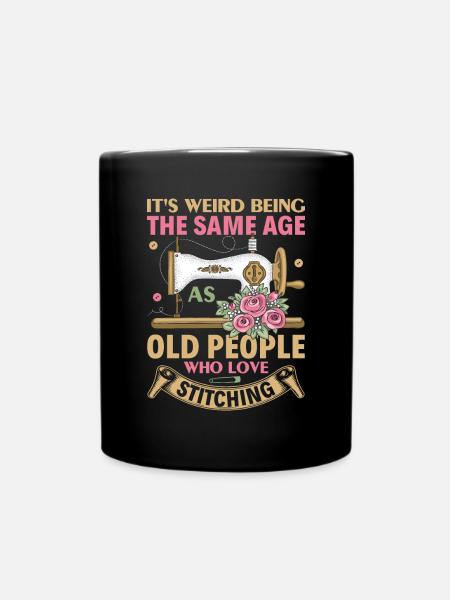 Passion Sewing Joke Grandma Mom Old - Mug uni - noir