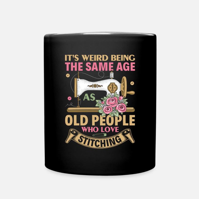 Passion Sewing Joke Grandma Mom Old - Mug uni - noir