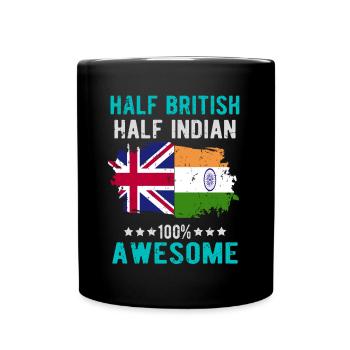 Halb Brite Halb Inder - Tasse einfarbig - Schwarz - Vorne