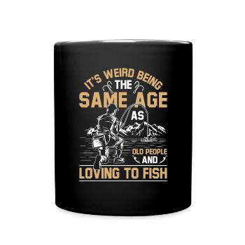 Grandfather Dad Fishing Amateur Humor Old Grandpa - Full Colour Mug - black - Front
