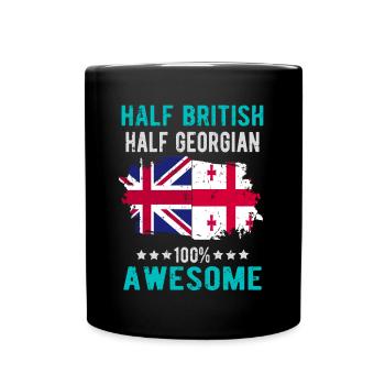 Half British Half Georgian - Full Colour Mug - black - Front