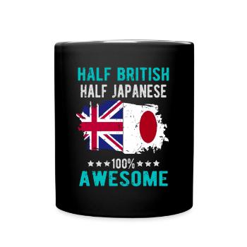 Half British Half Japanese - Full Colour Mug - black - Front