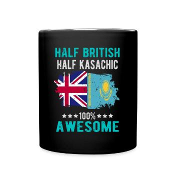 Half British Half Kazakh - Full Colour Mug - black - Front