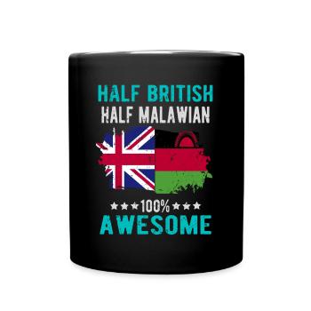 Half British Half Malawi - Full Colour Mug - black - Front