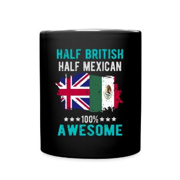 Halb Brite Halb Mexikaner - Tasse einfarbig - Schwarz - Vorne
