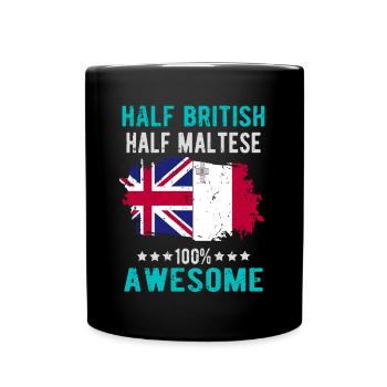 Halb Brite Halb Mateser - Tasse einfarbig - Schwarz - Vorne